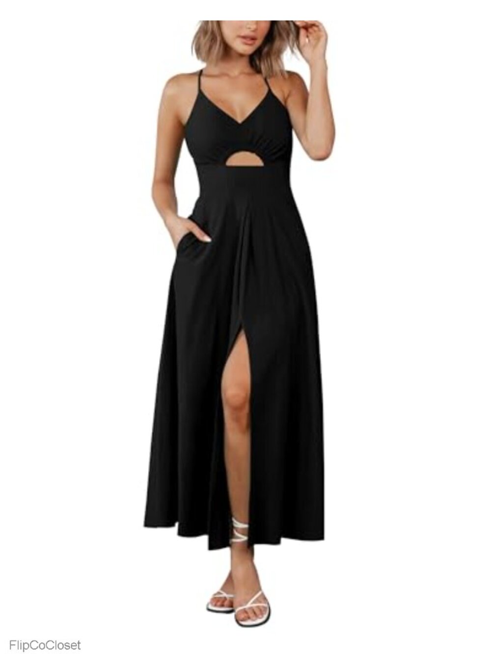 Casual Maxi Dress with Strappy Back & Pockets
